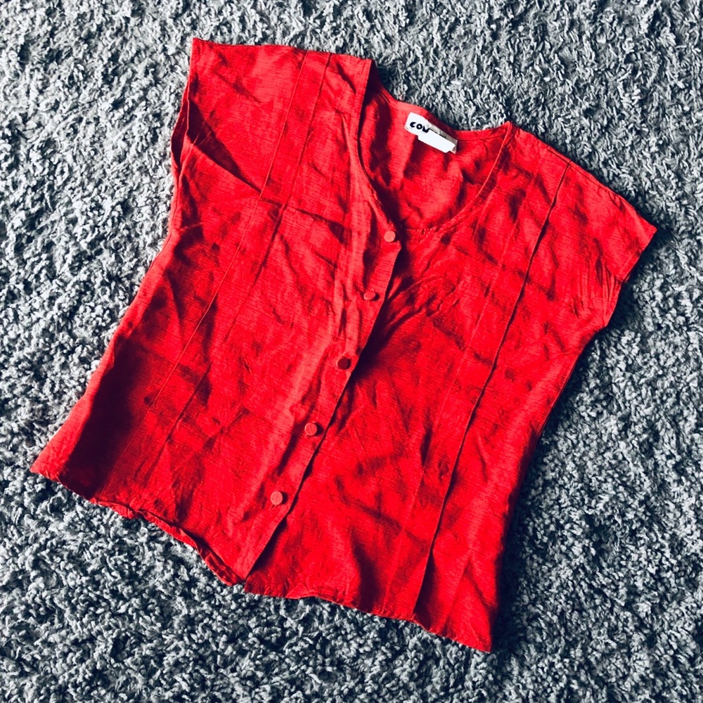 ❌SOLD Vintage button-up formal red top